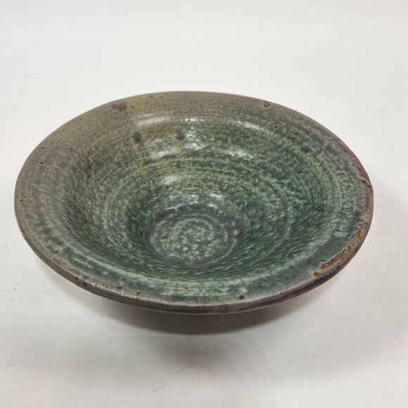 Studio Art Stoneware Pottery Handcrafted Gray Dish Bowl Red Clay Glazed Rustic - Picture 1 of 16